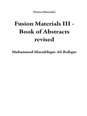 cover image of Fusion Materials III--Book of Abstracts revised